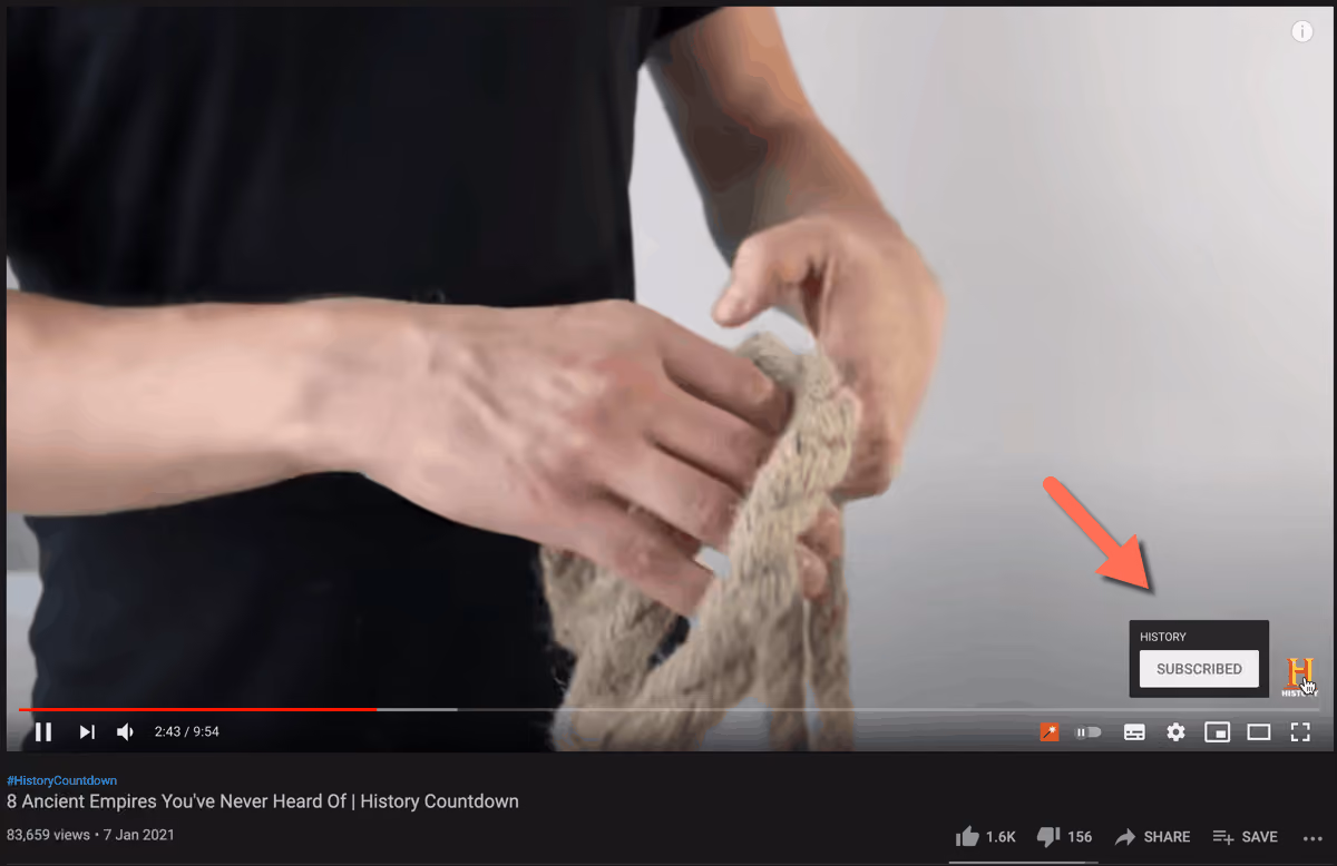 History's YouTube watermark