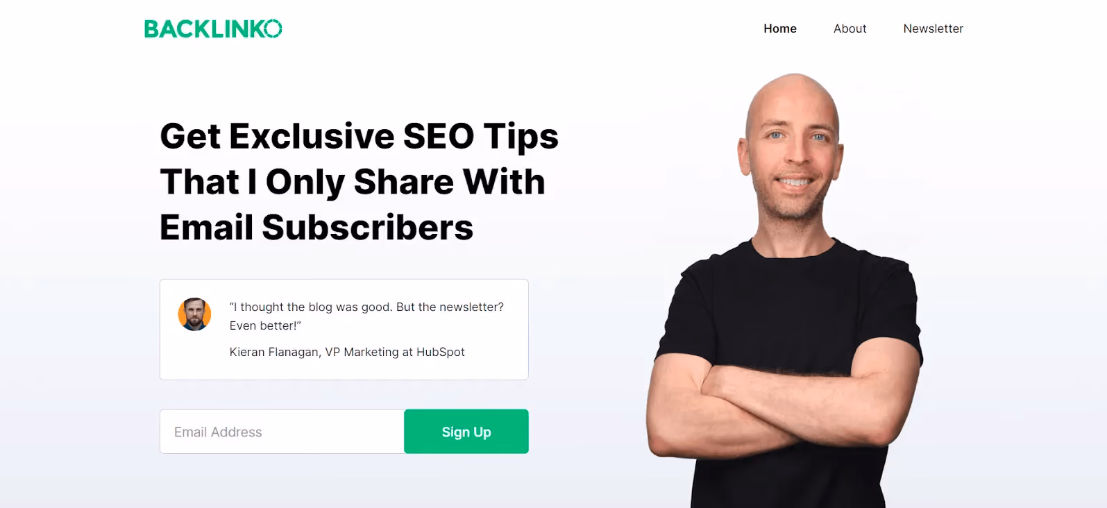 How To Build An Email List: Screenshot of Brian Dean