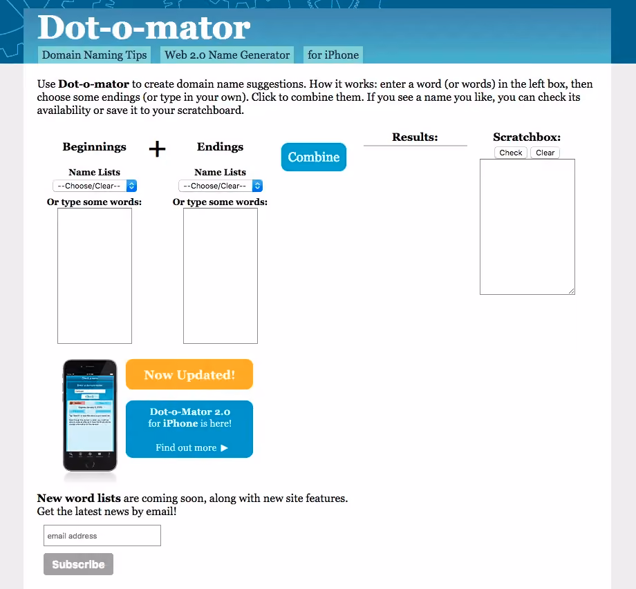 dot-o-mator homepage