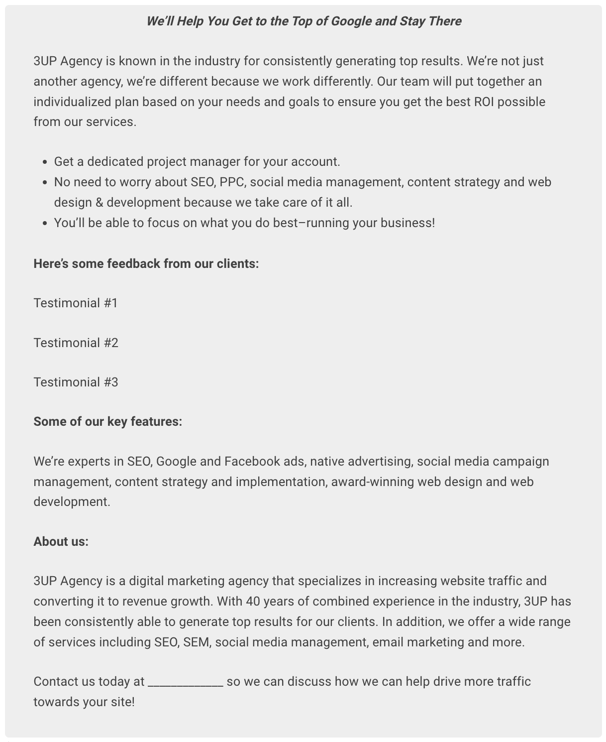 AI-generated sales page