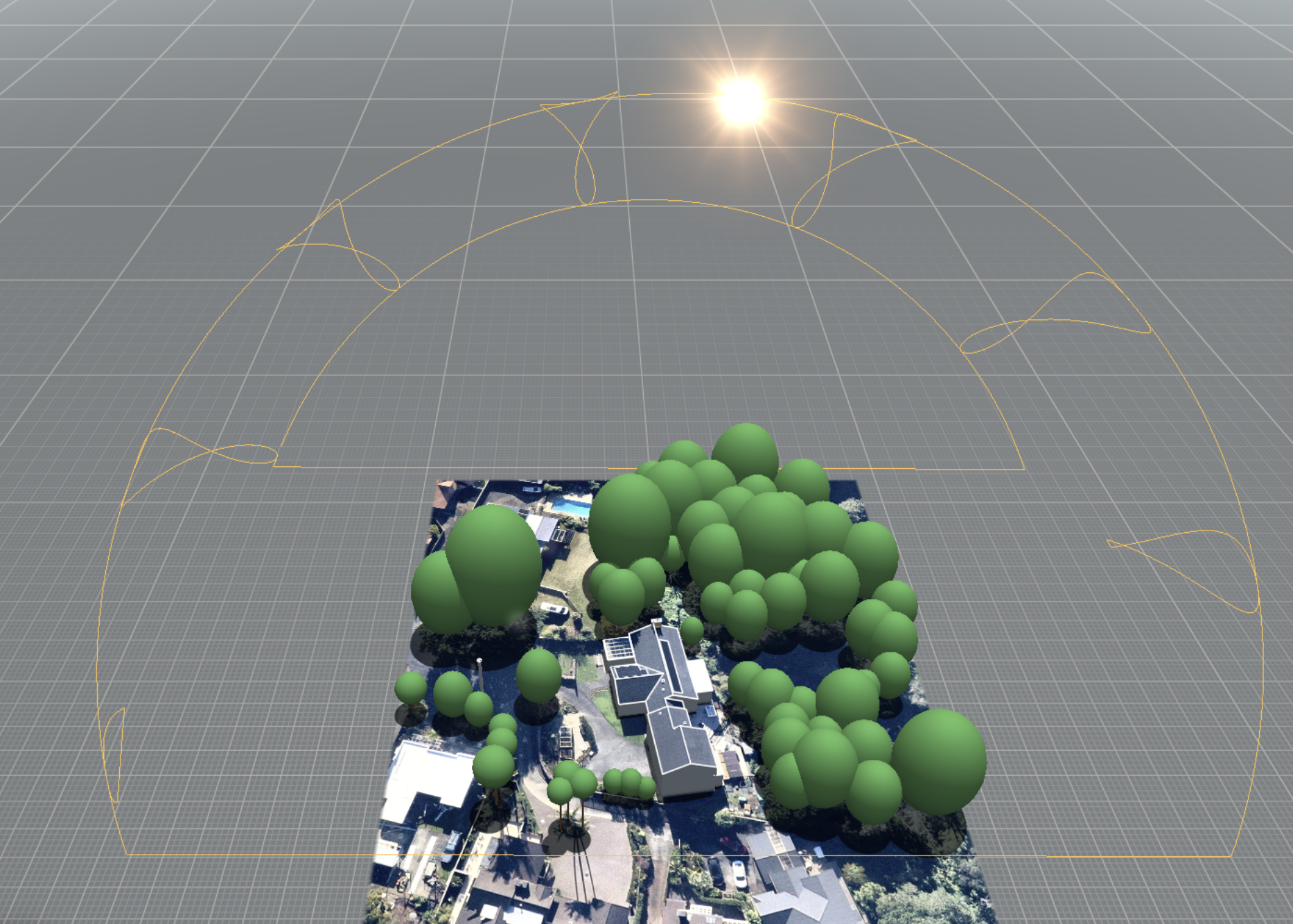 Sun path and shade model used for Revolve solar design