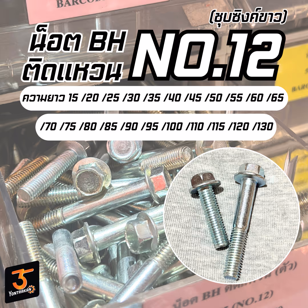 น็อต BH ติดแหวน 8X130 ชุบซิงค์ขาว