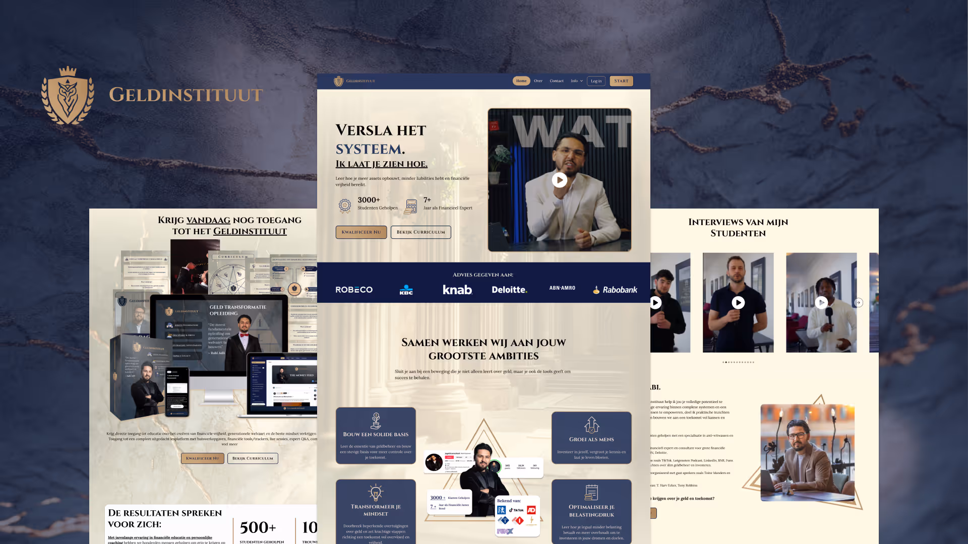 We partnered with Rabi Adli to launch Geld Instituut—a digital platform that empowers Dutch speakers to reclaim their financial freedom. Through strategic design, elevated branding, and a community-first approach, we helped bring to life a bold movement focused on personal wealth, independence, and control over one's future.