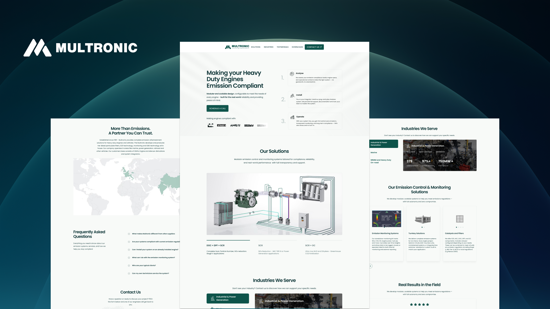 Multronic specializes in B2B emission systems control and monitoring for the maritime and industrial sectors. Weblyfe partnered with them to build a brand and digital platform that reflects their core philosophy: reliable, modular solutions that work flawlessly in real-world conditions.
