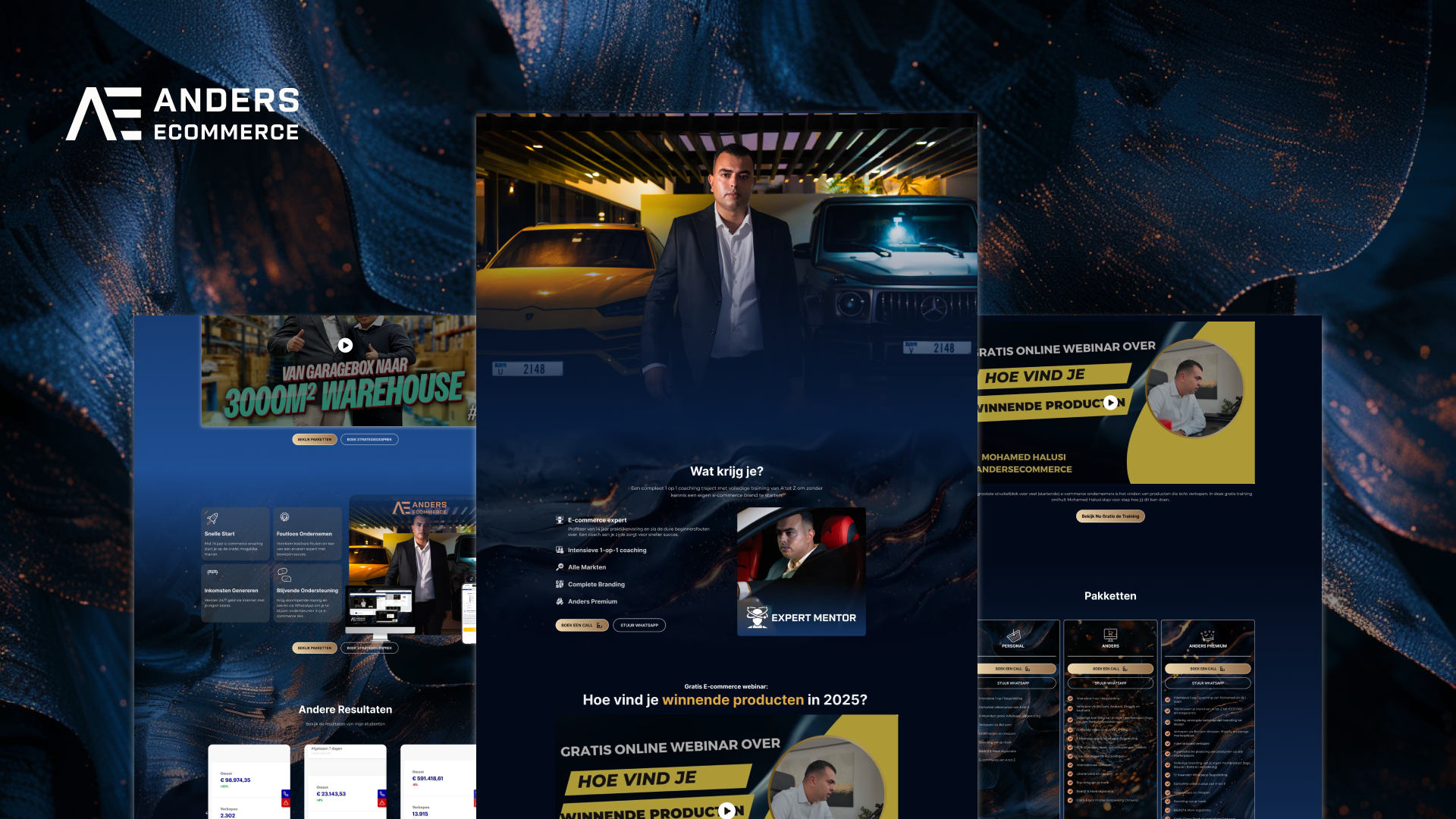 The e-commerce coaching market is saturated with empty promises and "bedroom coaches." Anders E-Commerce needed to cut through the noise with absolute authority. Weblyfe built a brand and platform that highlights their unique value proposition: direct 1-on-1 mentorship from an active seller with a 12-year track record, focusing on a risk-free start.