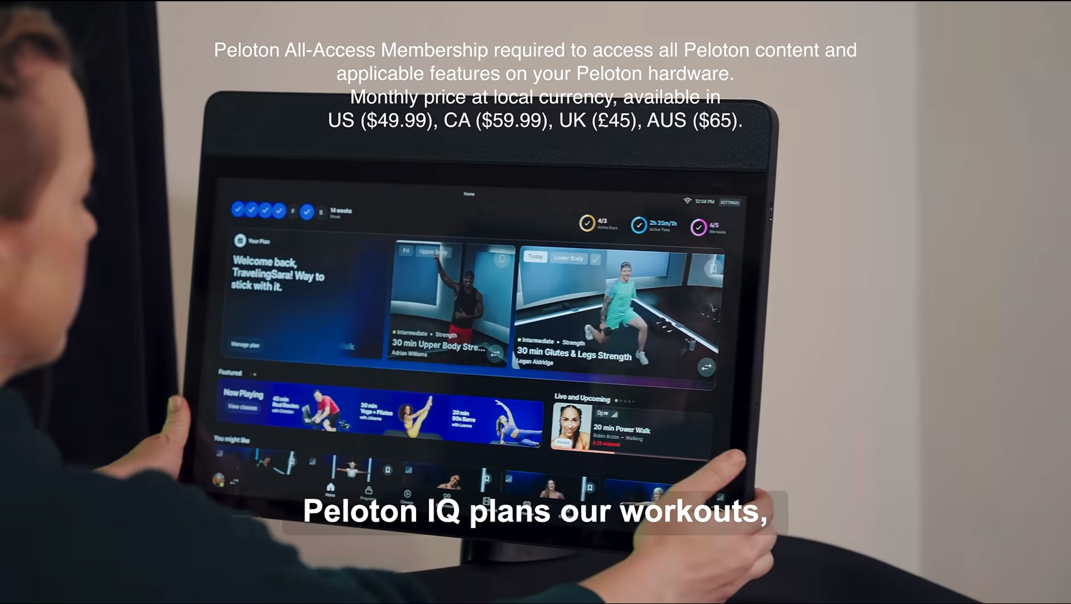 Still frame from the Peloton IQ spot