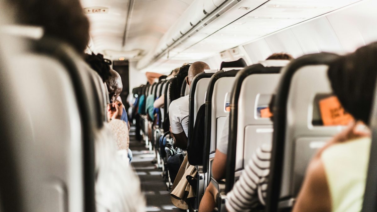 Inside a plane while flying