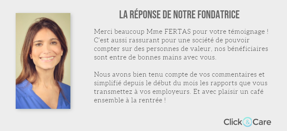 la réponse de notre fondatrice pour mme fertas