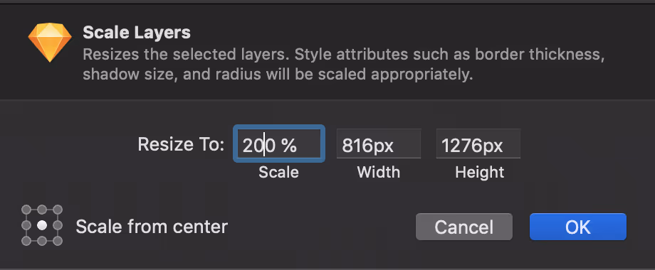 Gestion des tailles des layers dans Sketch