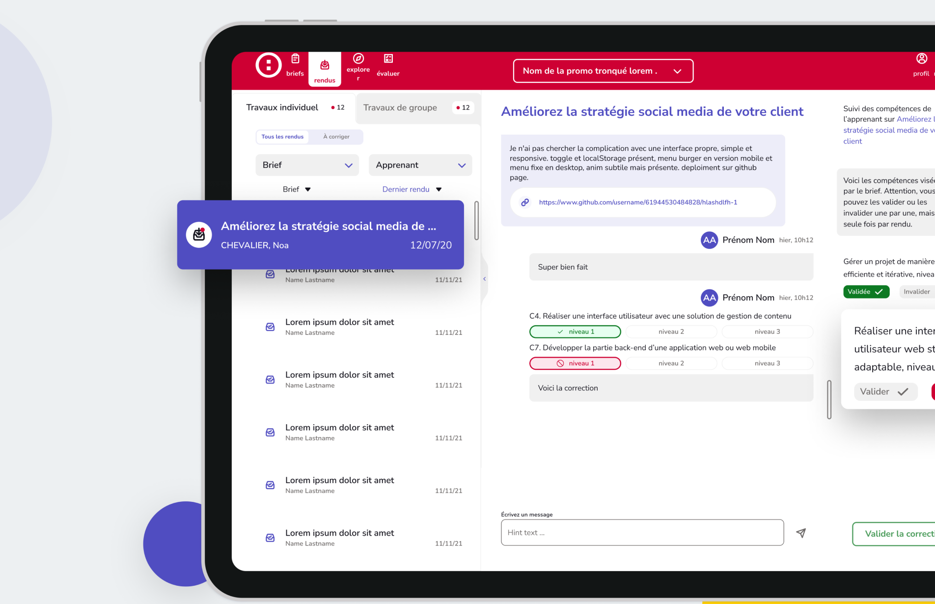 Mockup d'un ordinateur avec du tableau de bord de Simplonline.