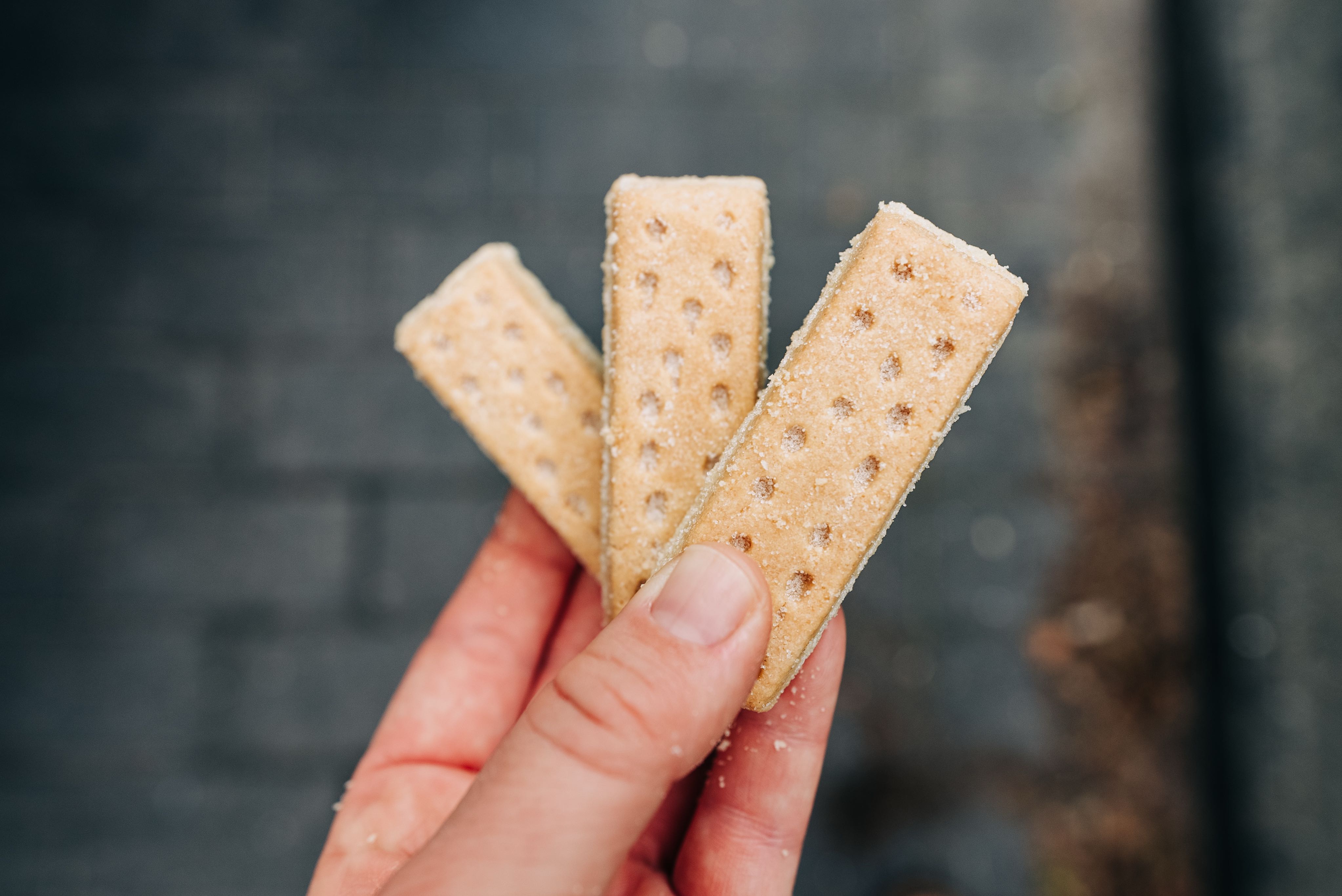 Three Scottish shortbread fingers