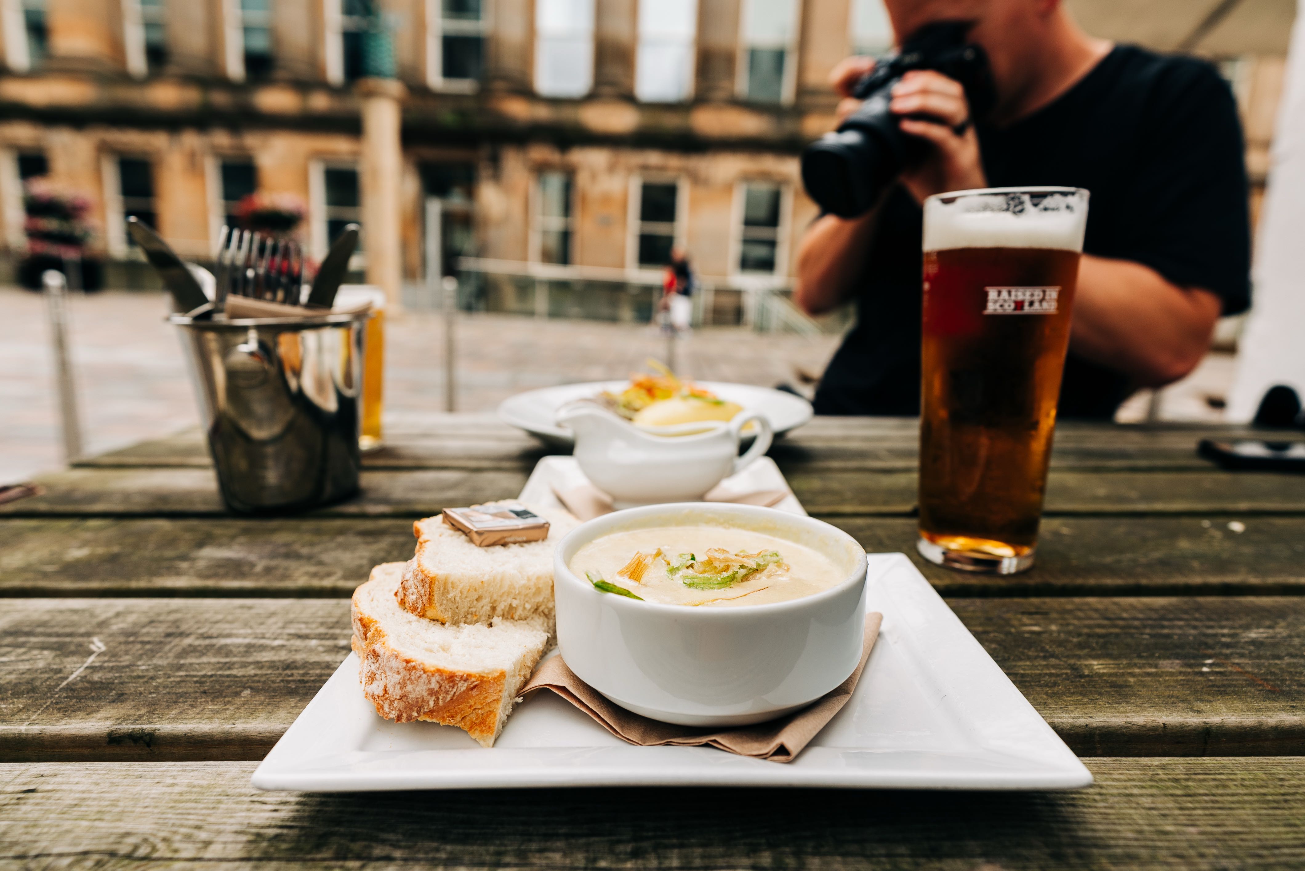 Hot bowl of Cullen Skink with bread on the side