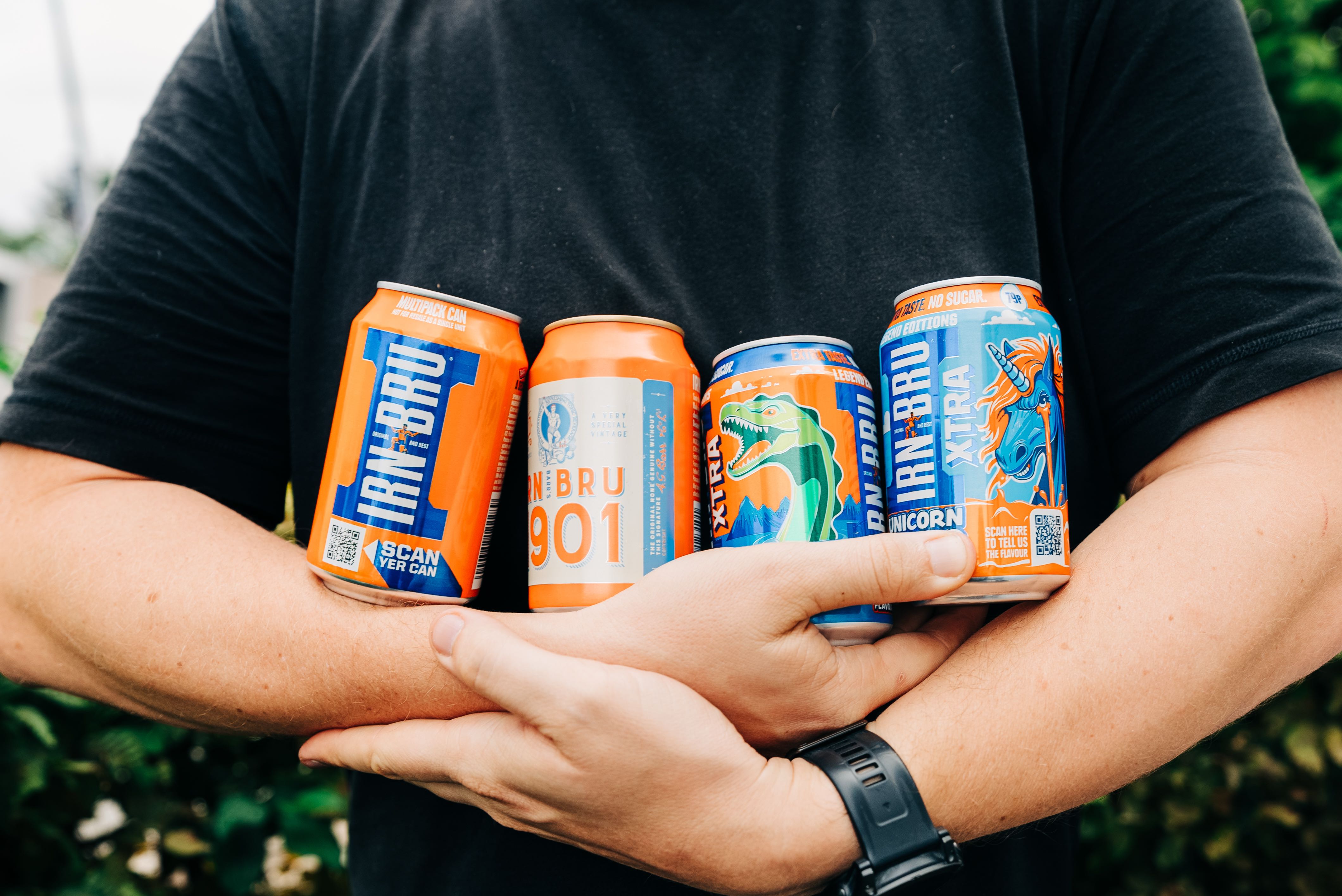 Four variations of the famous Scottish beverage Irn Bru