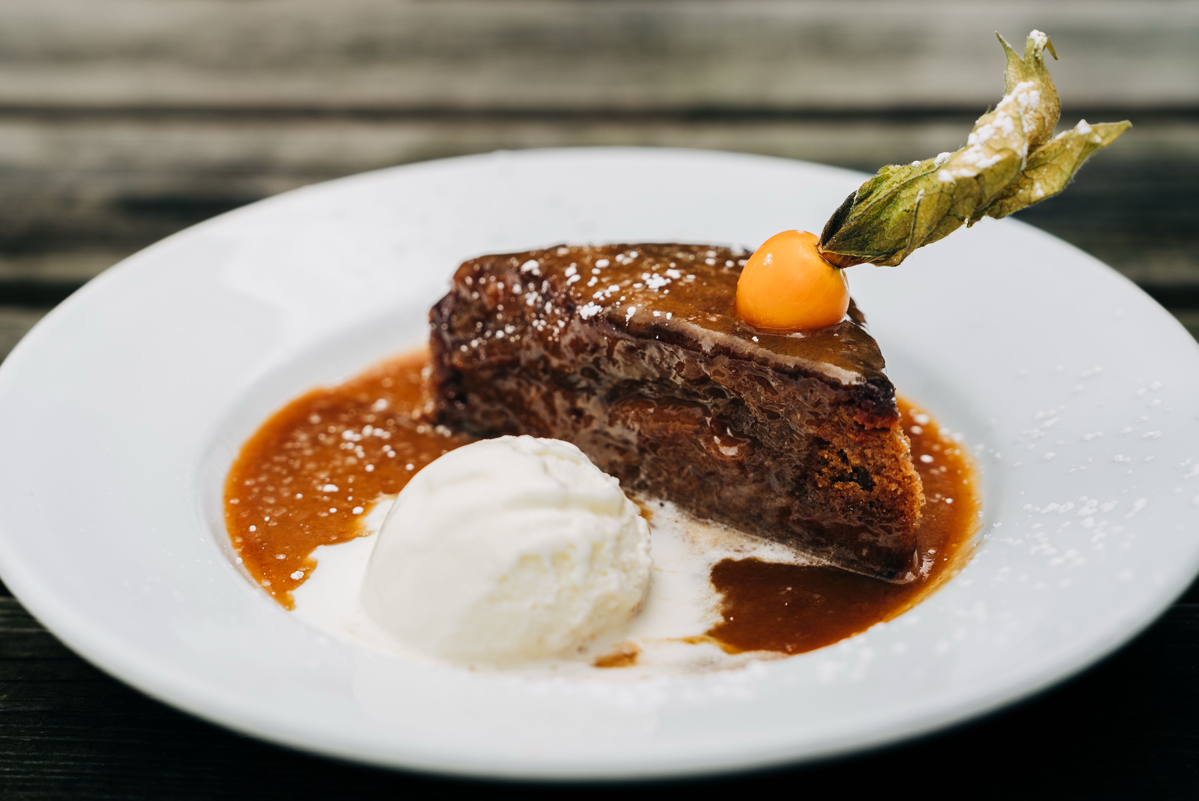 Sticky toffee pudding (also known as hot toffee pudding)