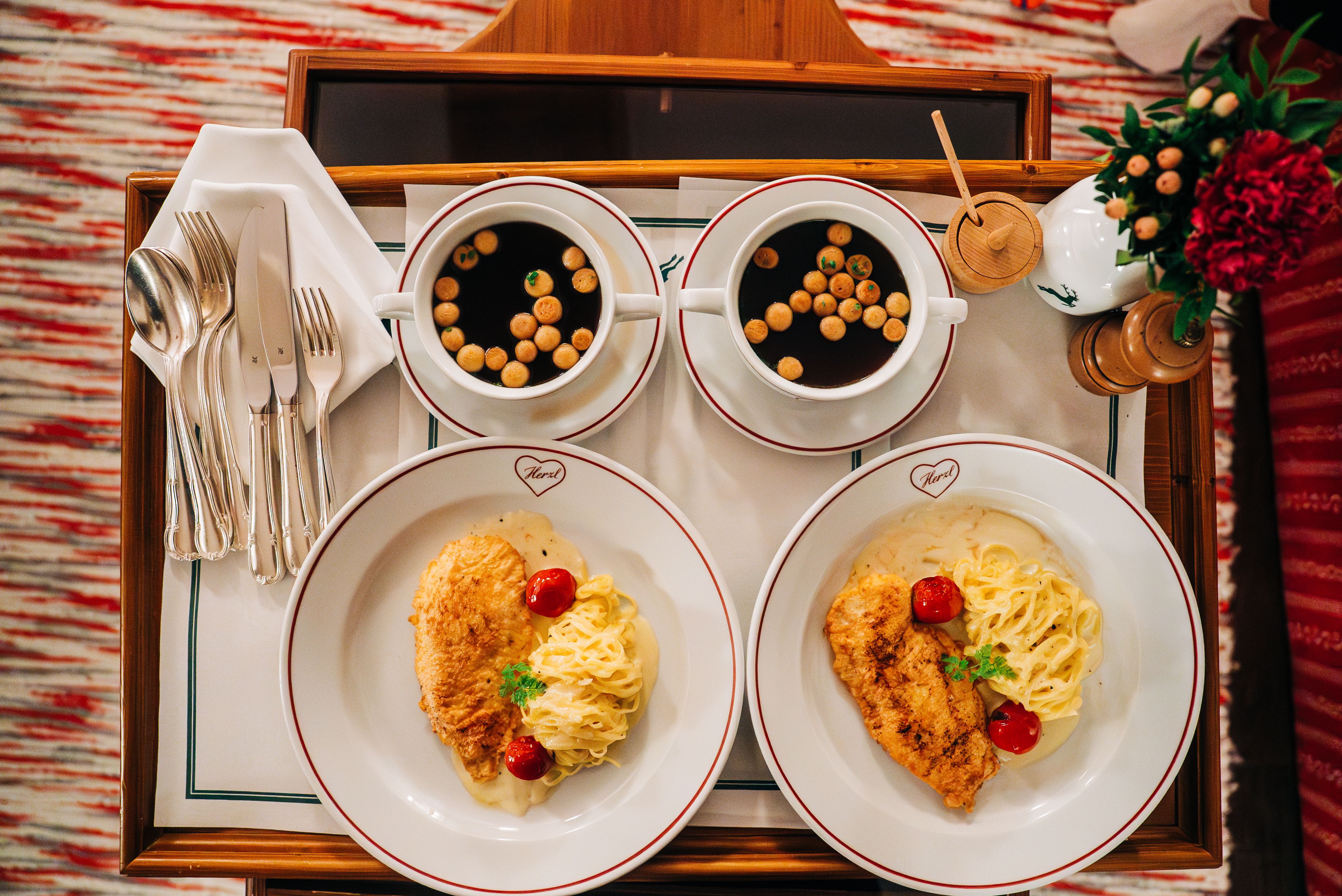 Schnitzel with noodles