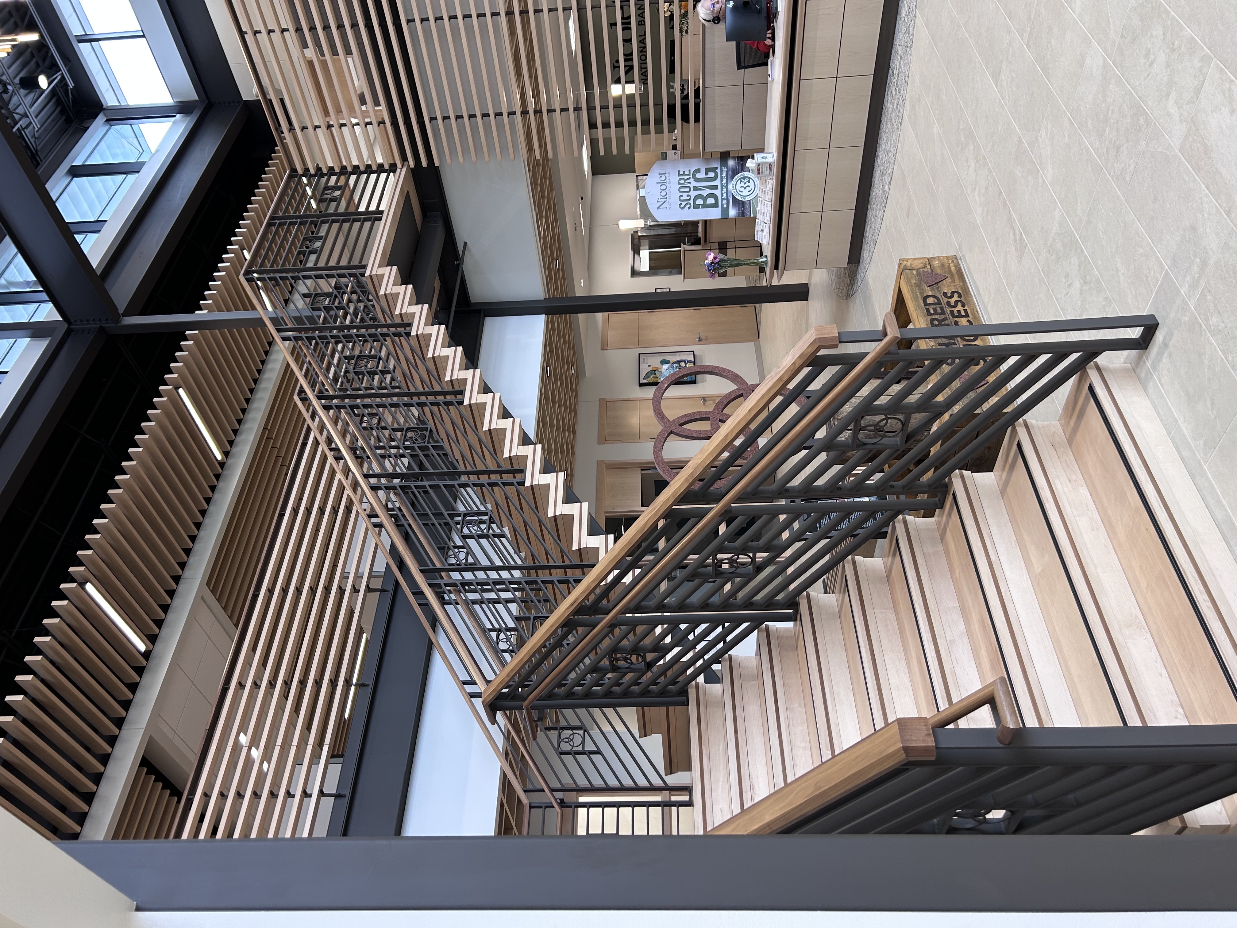 rustic wood and metal staircase