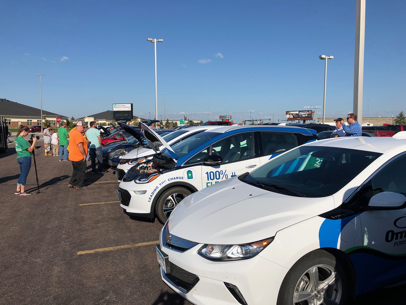 Minnkota's Bolt electric vehicle at an EV tailgate party in Fargo, North Dakota.