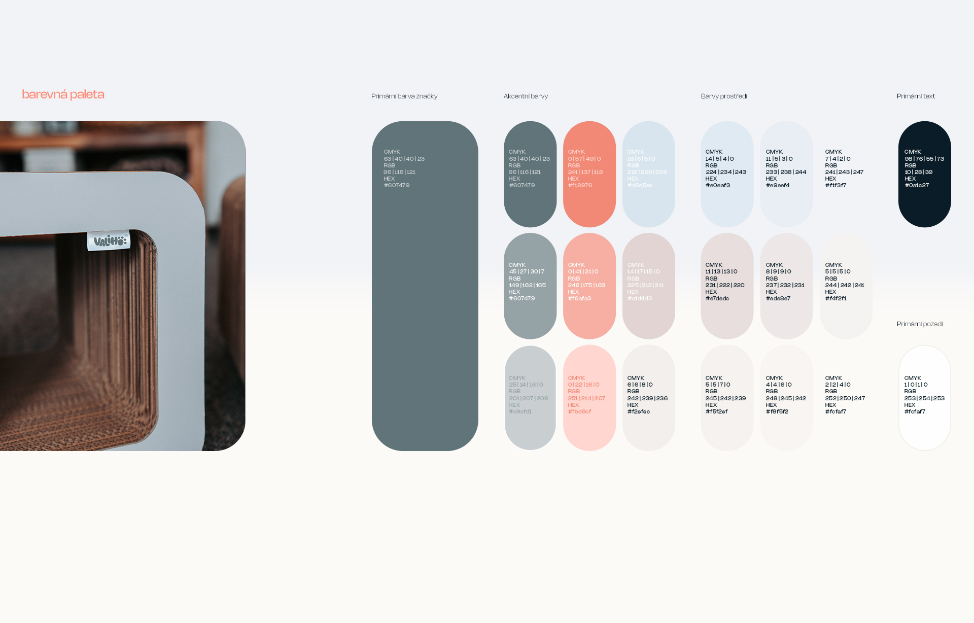     Barevná paleta nové vizuální identity značky Valiho