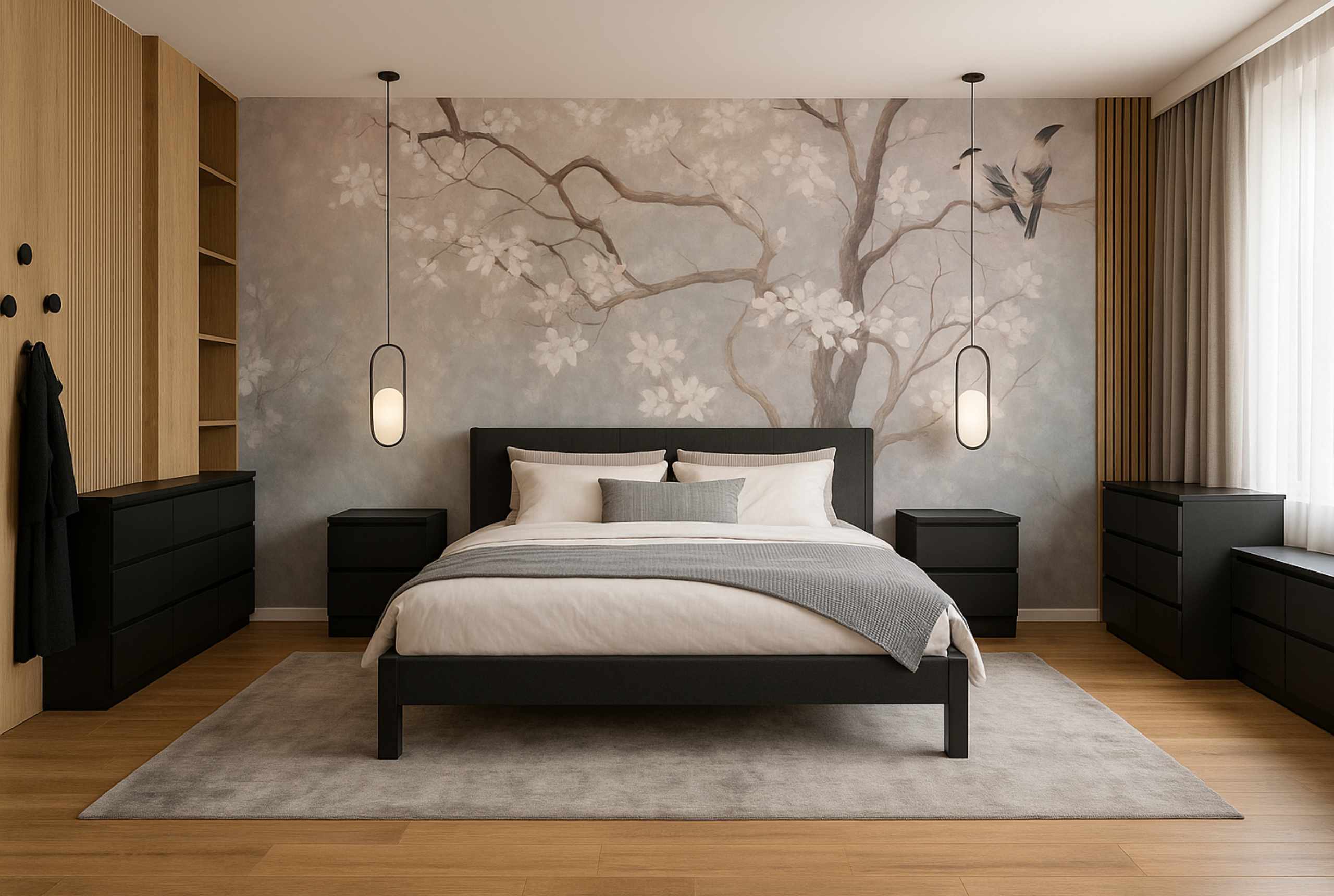 Studio S&; Interiordesign, Baden bei Wien, Schlafzimmer, Moodboard, Akustikpaneele, Designtapete