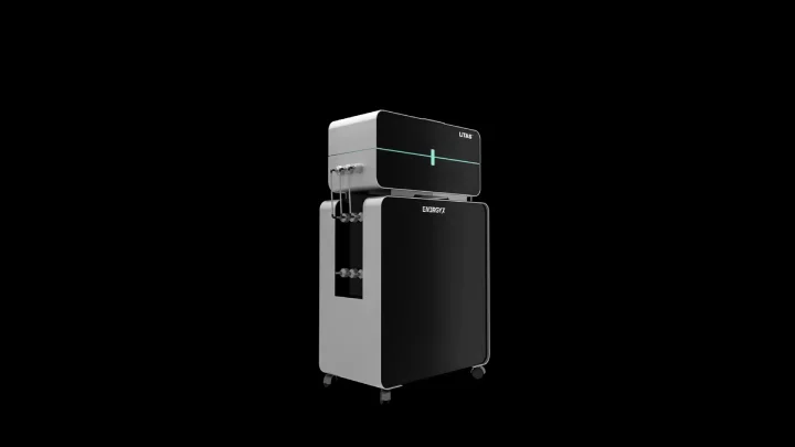 A modern, dark-colored machine with "LITAS" and "ENERGYX" logos, positioned against a black background.