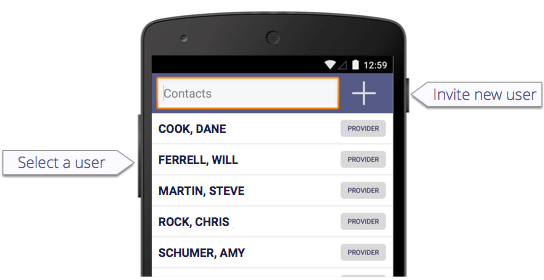 How to invite new users or select a contact