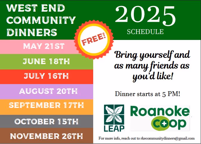 Community dinner schedule