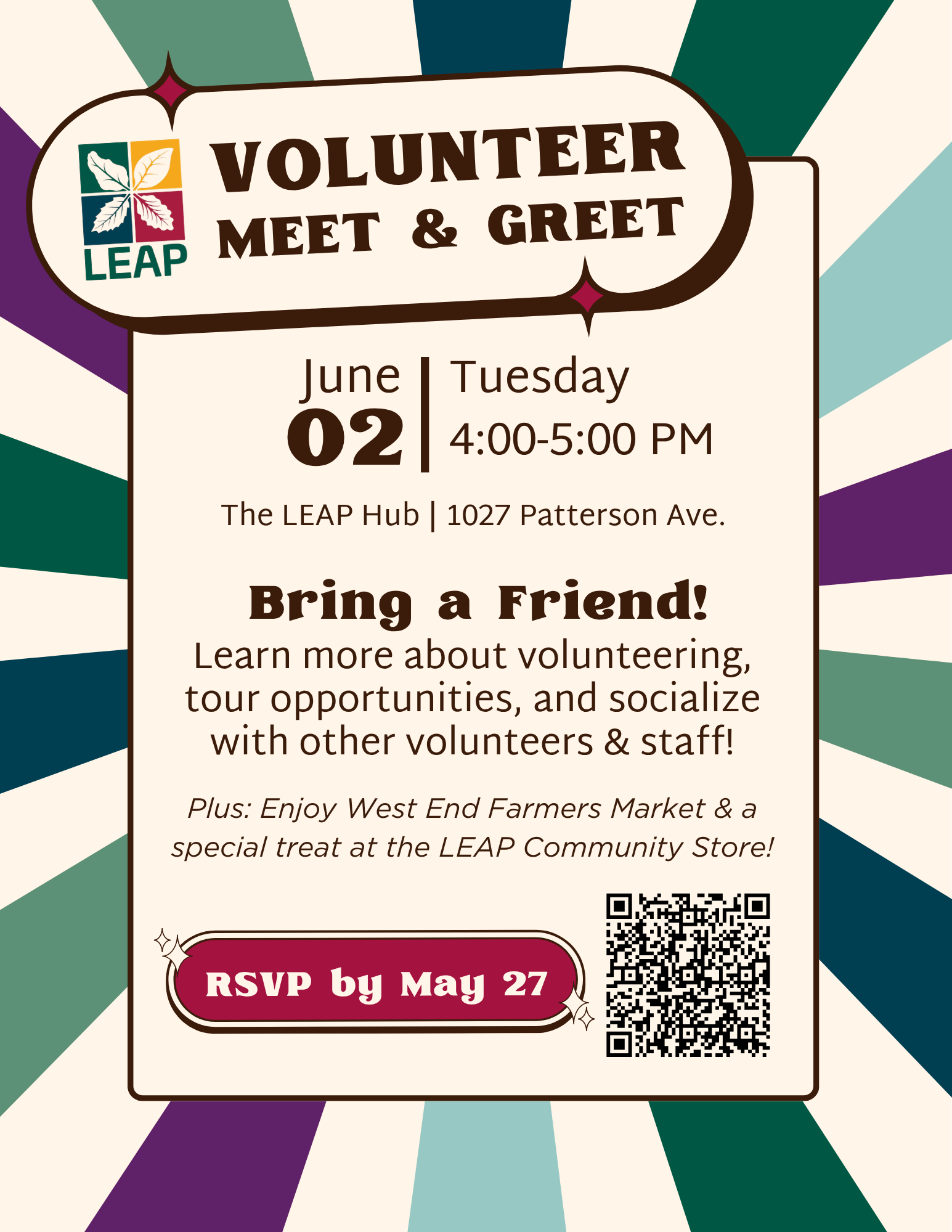 volunteer meet and greet poster