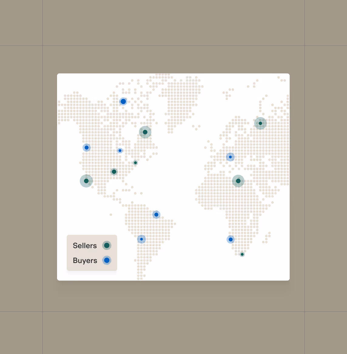Illustration of a security's buyers and sellers displayed on a stylized map.