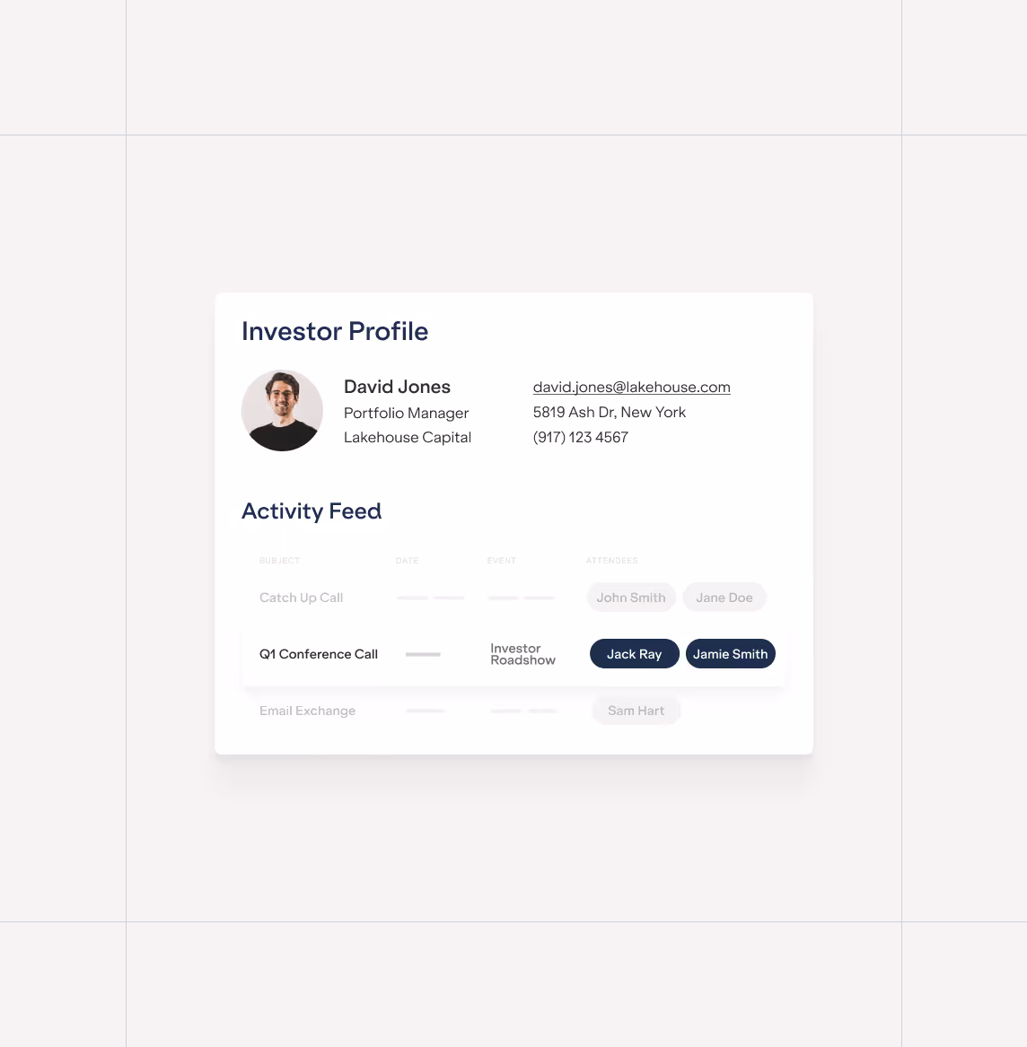 Illustration of an investor profile available in Irwin's IR CRM