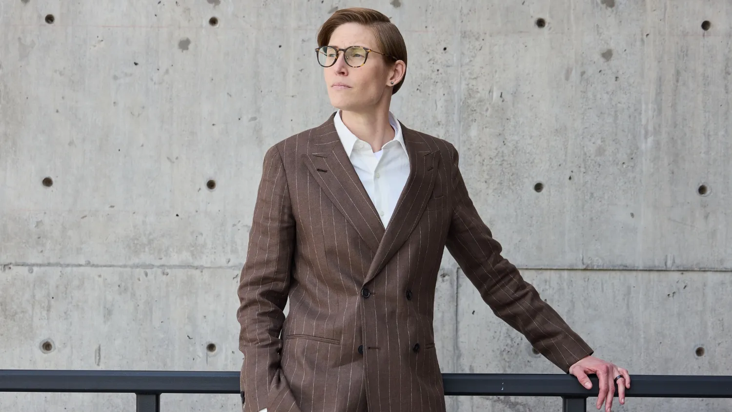 androgynous women in suit