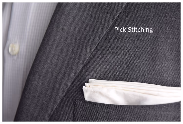 Pick Stitching on a custom suit by Tailor Cooperative in Salt Lake City Utah
