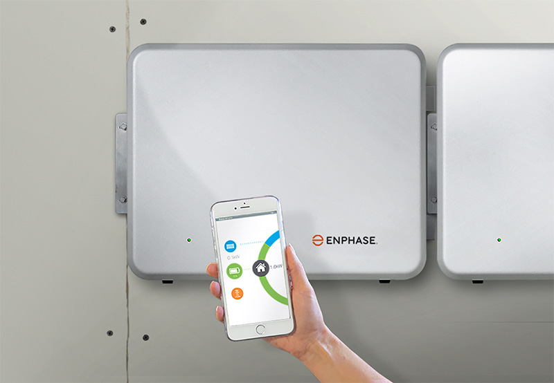 Enphase solar battery installed on a wall
