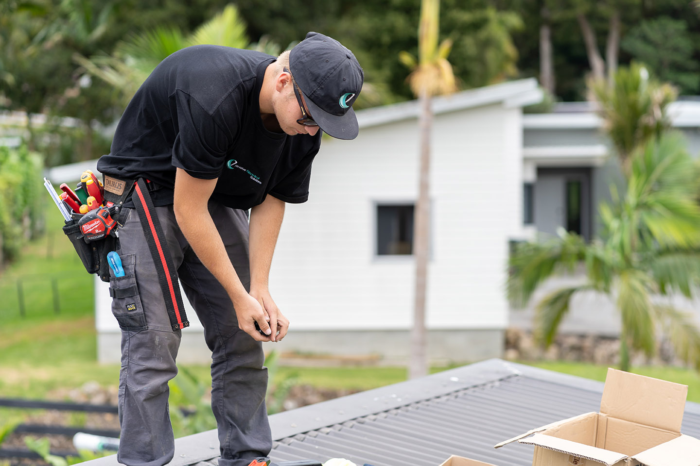 Residential rooftop solar panels installed by Revolve Electrical