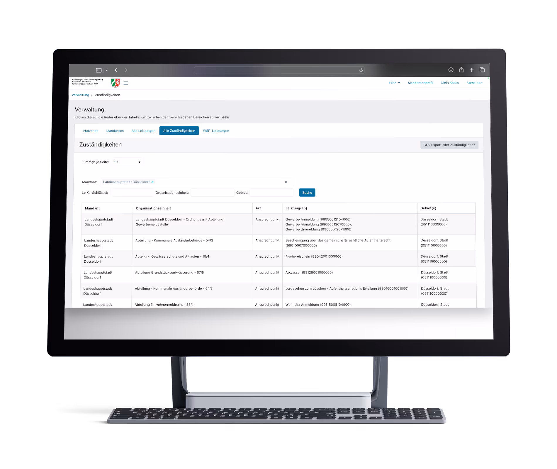 Screenshot Redaktionssystem Landesredaktion NRW in Bildschirm Mockup