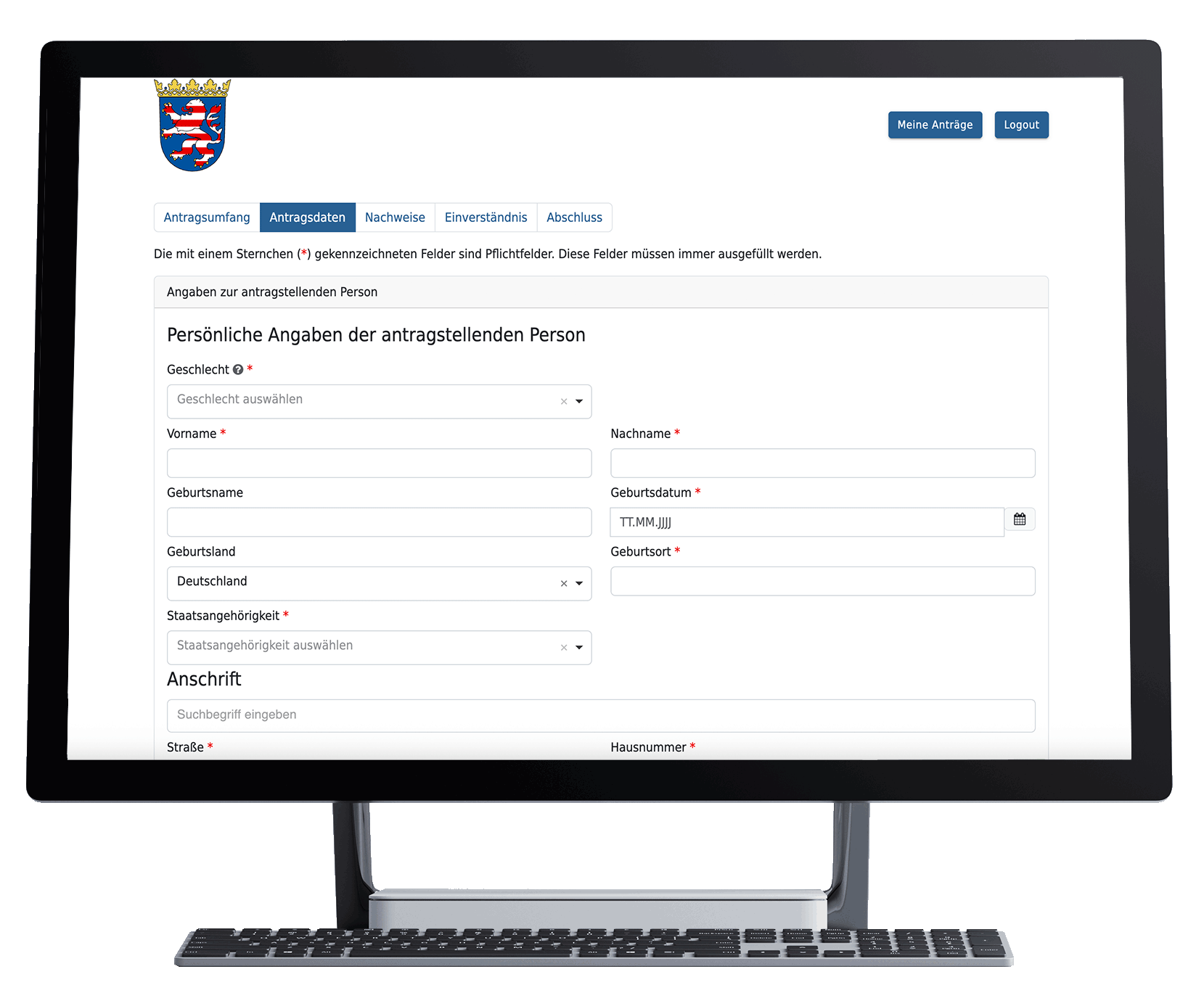 GovForms Screenshot in Bildschirm Mockup