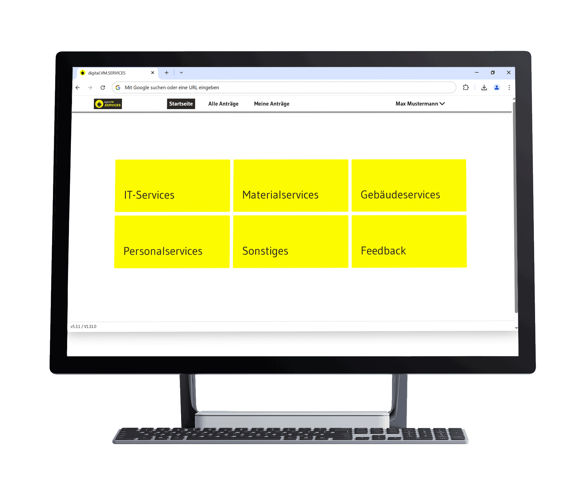 digital.vm.services Screenshot von Anwendung Startseite
