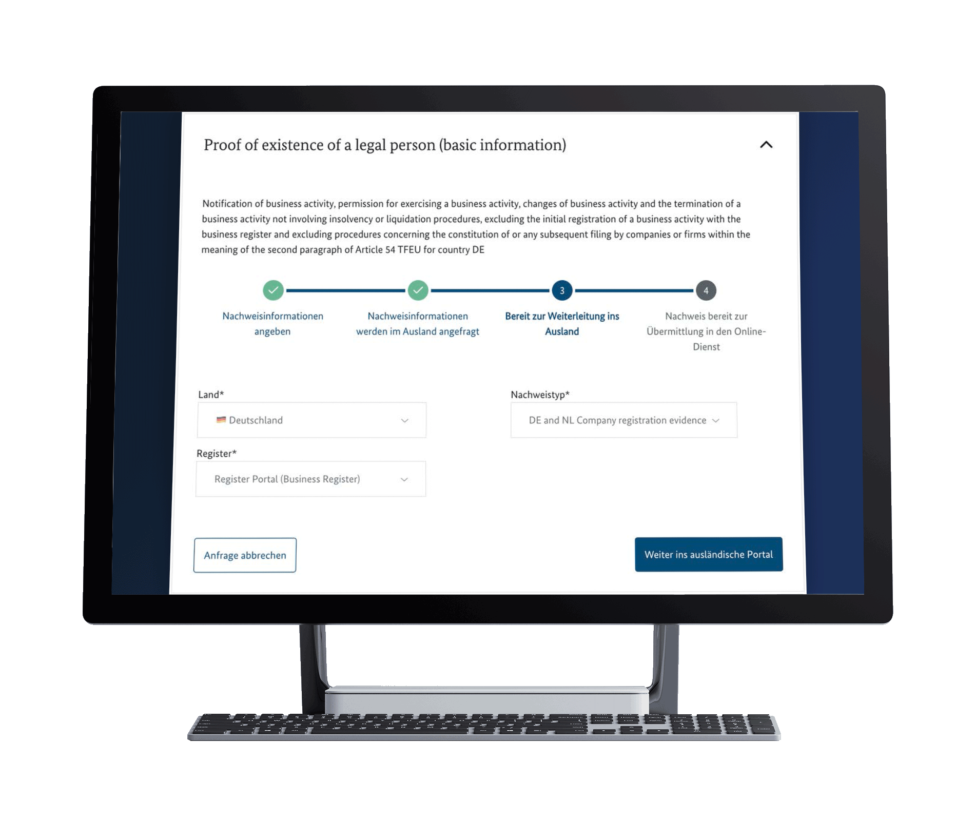 Intermediäre Plattform - Registermodernisierung Screenshot
