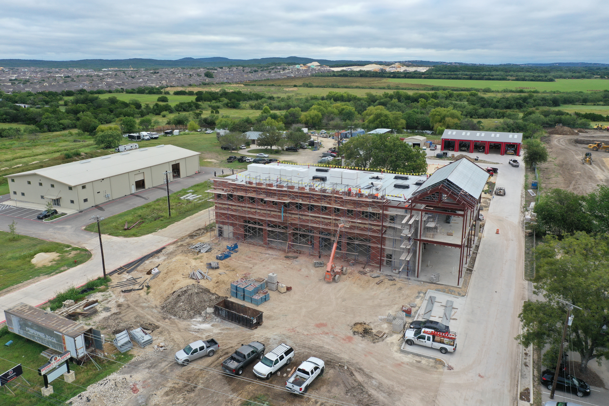 Bexar County Emergency Services District 7: Fire Station 115 front exterior aerial photo of construction