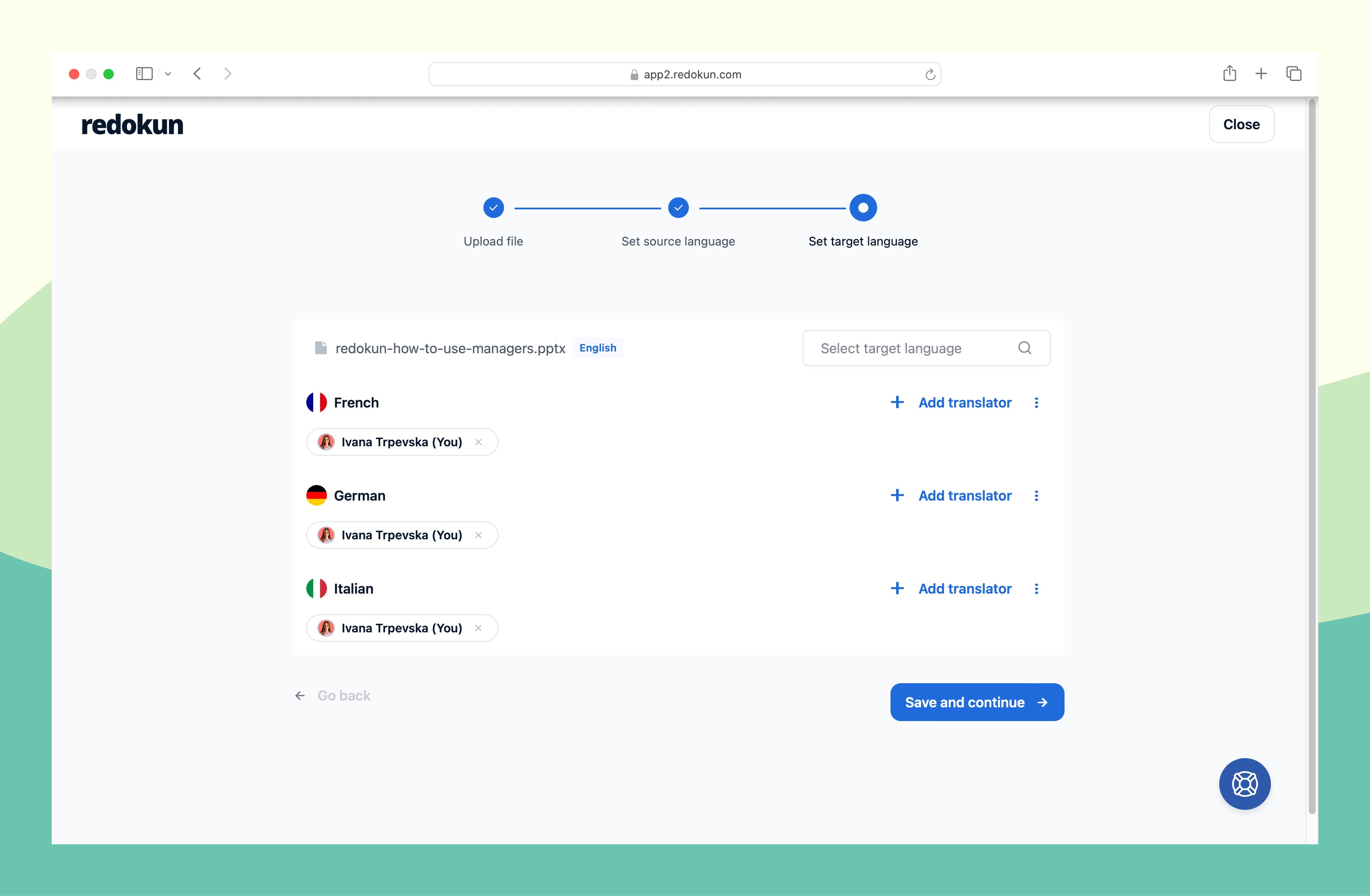 assign translator to target language