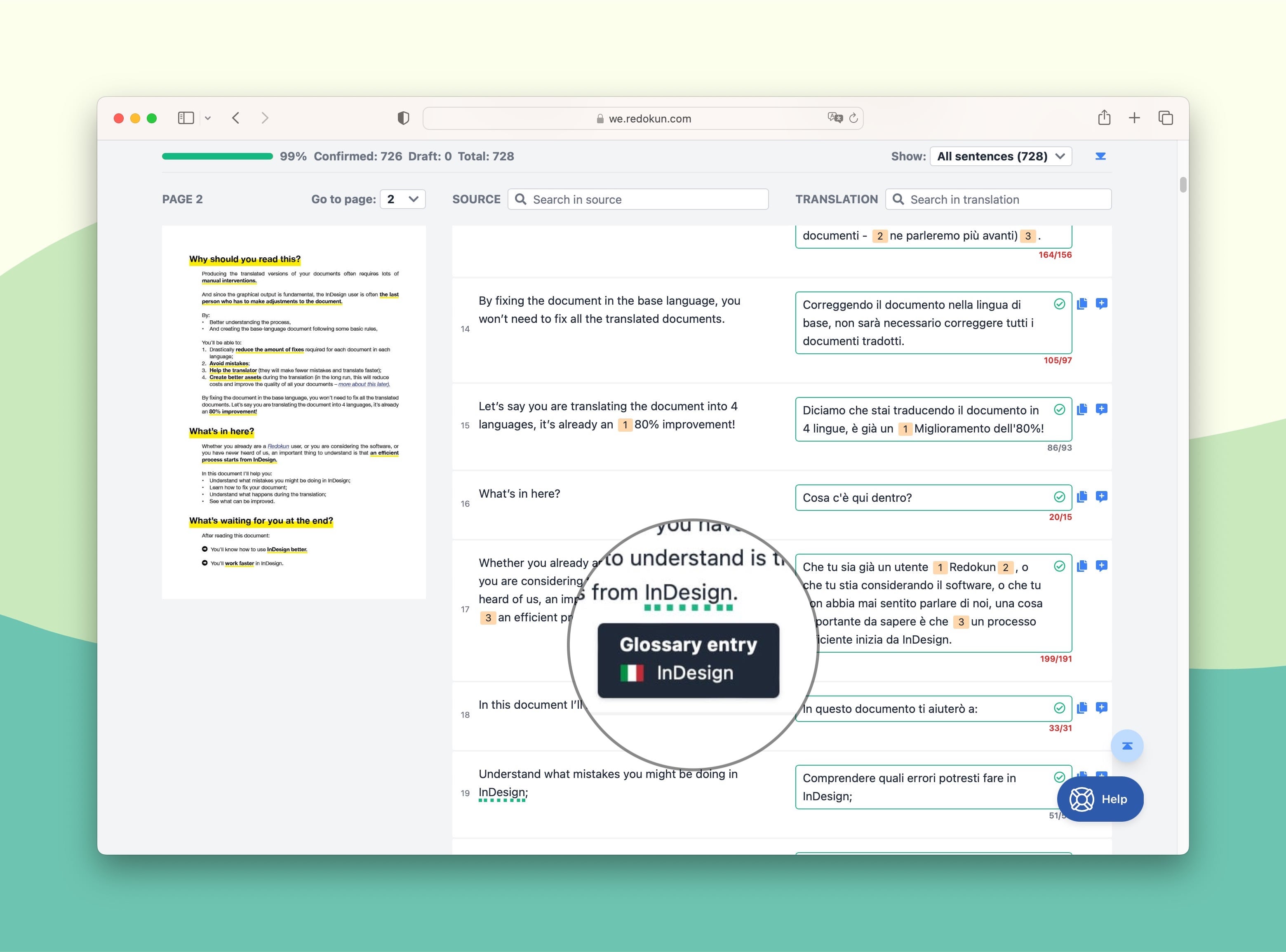 Redokun glossary feature preview