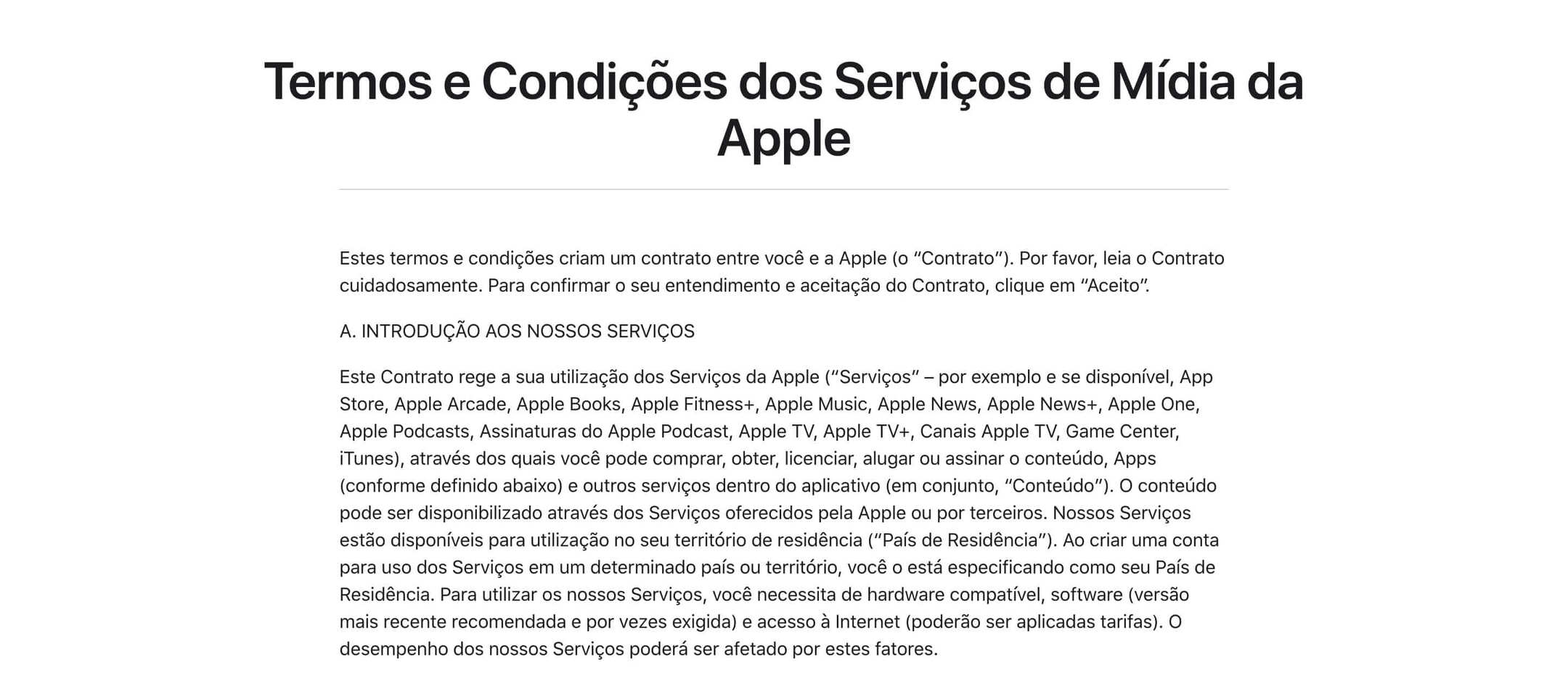 apple legal doc in Portuguese