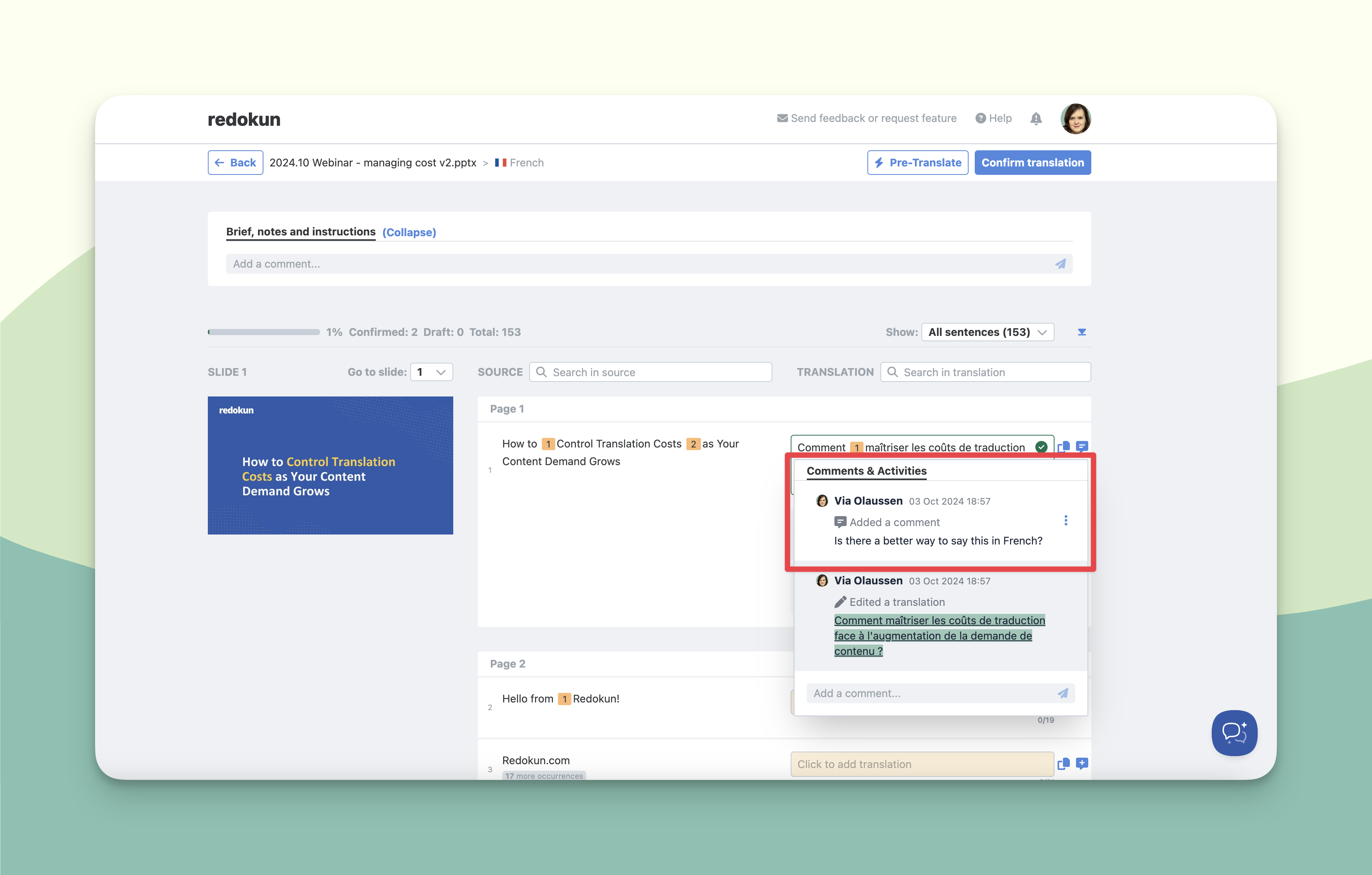 Comment feature in Redokun