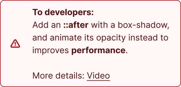 uma anotação de observação de performance CSS no figma