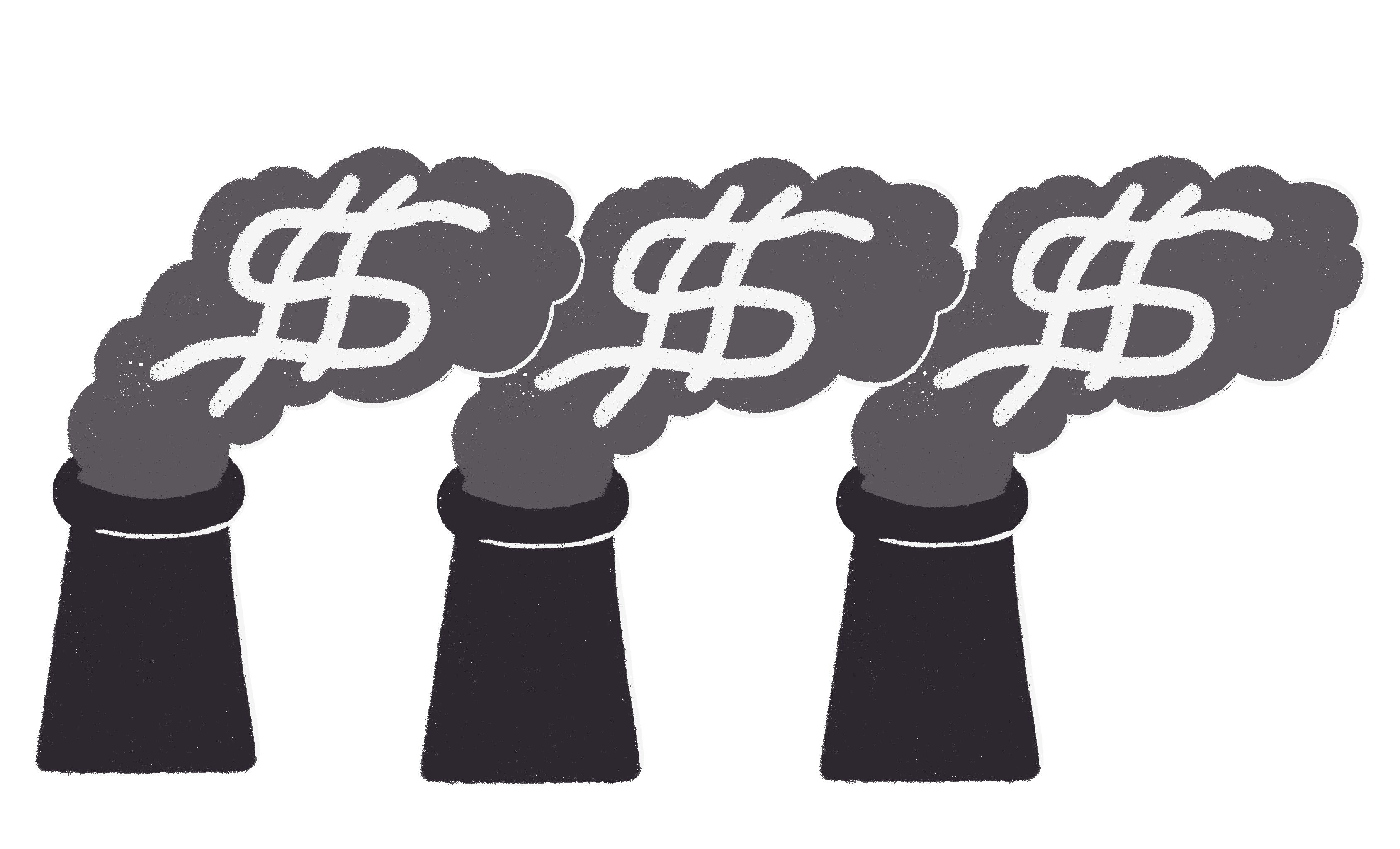 smoke stacks with money signs
