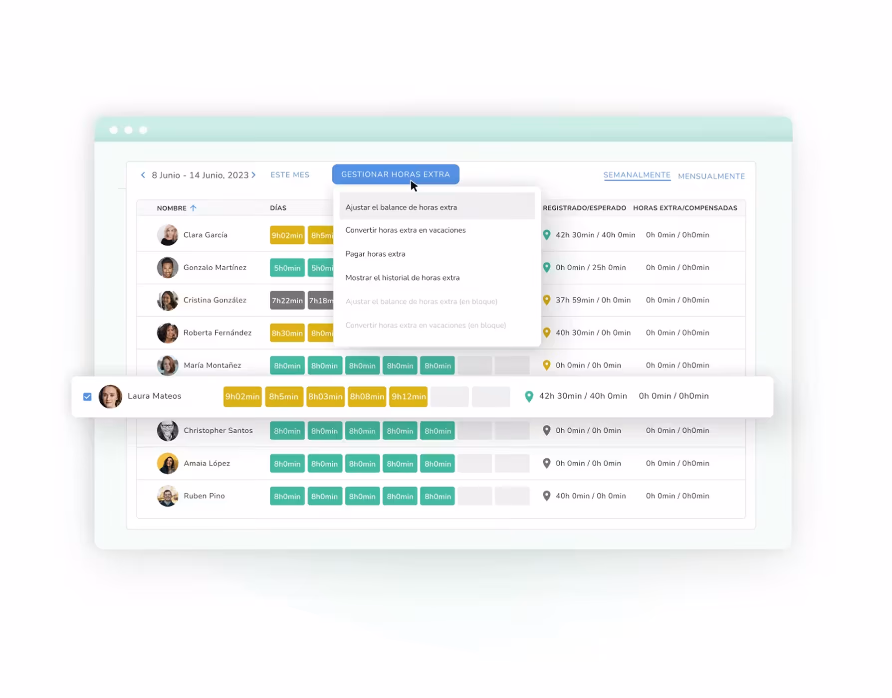 Interfaz de Kenjo software de RRHH para startups y empresas tecnológicas
