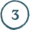 Black number 3 inside a black circle on a transparent background.