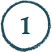 Dark teal circle with the number one inside centered on a white background.