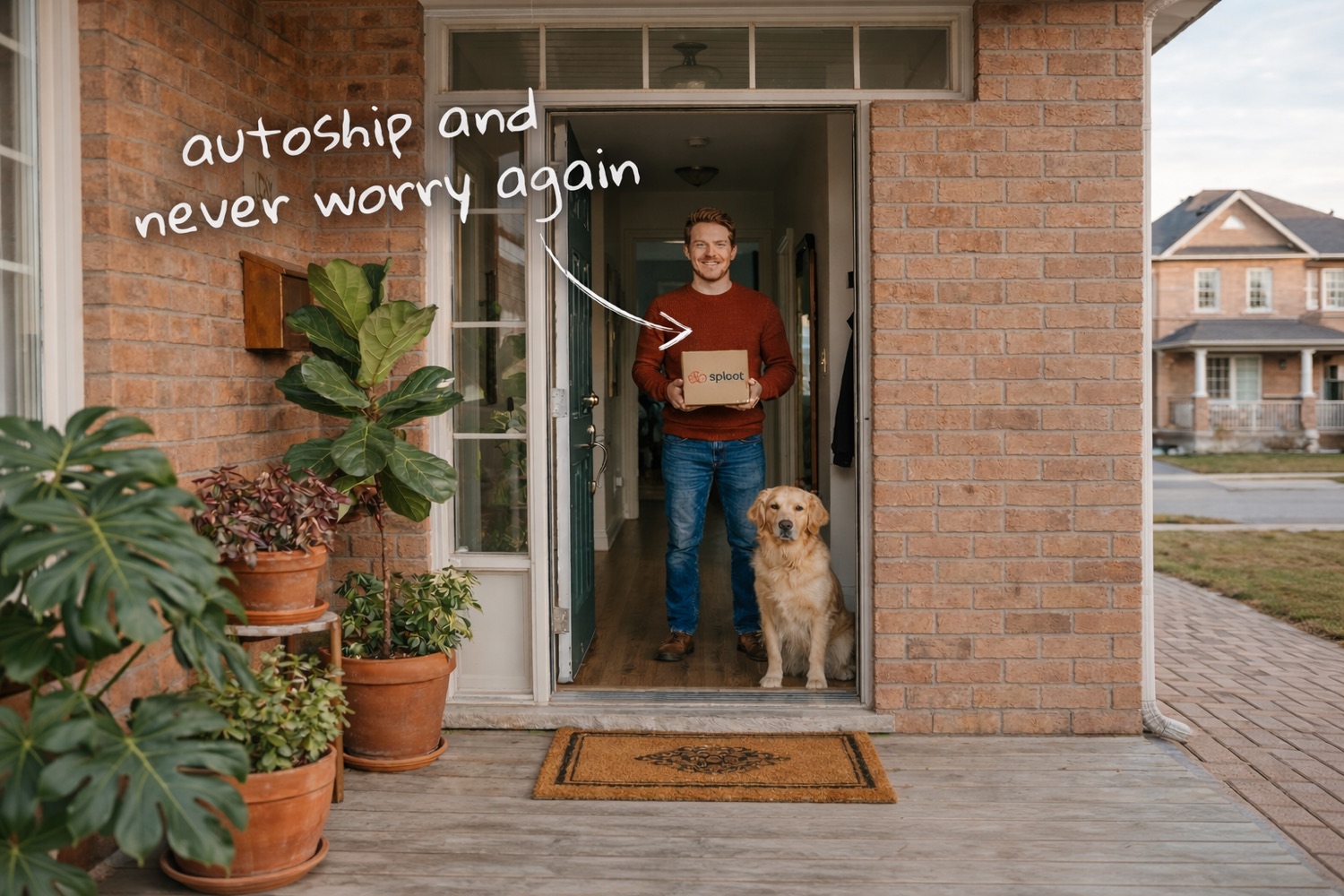 A pet parent receiving a Sploot pharmacy package at his door