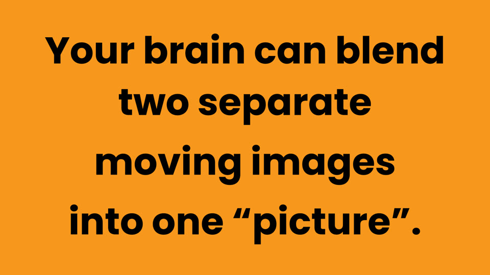 Learner slide: your brain can blend two separate moving images into one picture