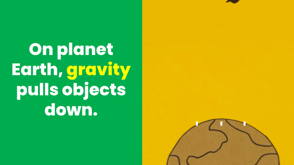 Learner slide: on planet Earth, gravity pulls objects down